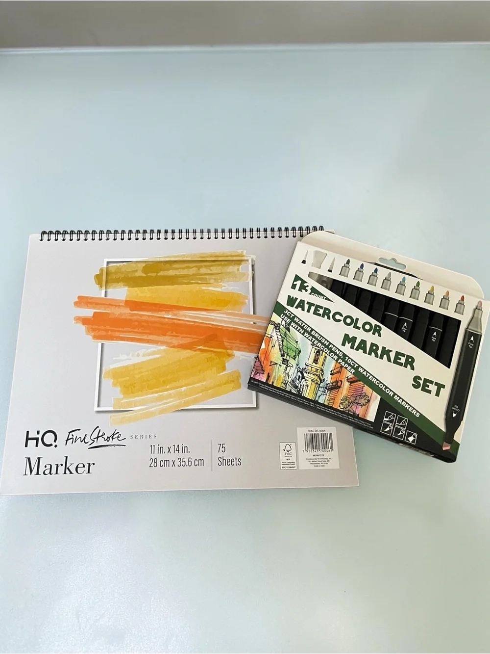 Watercolor Marker Set + HQ FineStyle 11x14 Marker Sketch Pad Art Bundle NEW